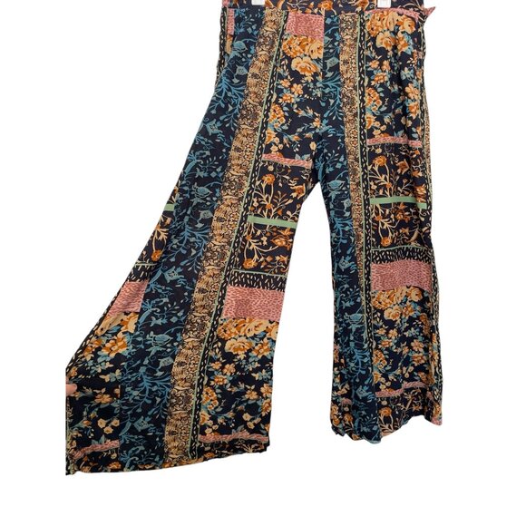 Jaase Bohemian Festival Floral Color Block Wide Leg Pants - Picture 2 of 8